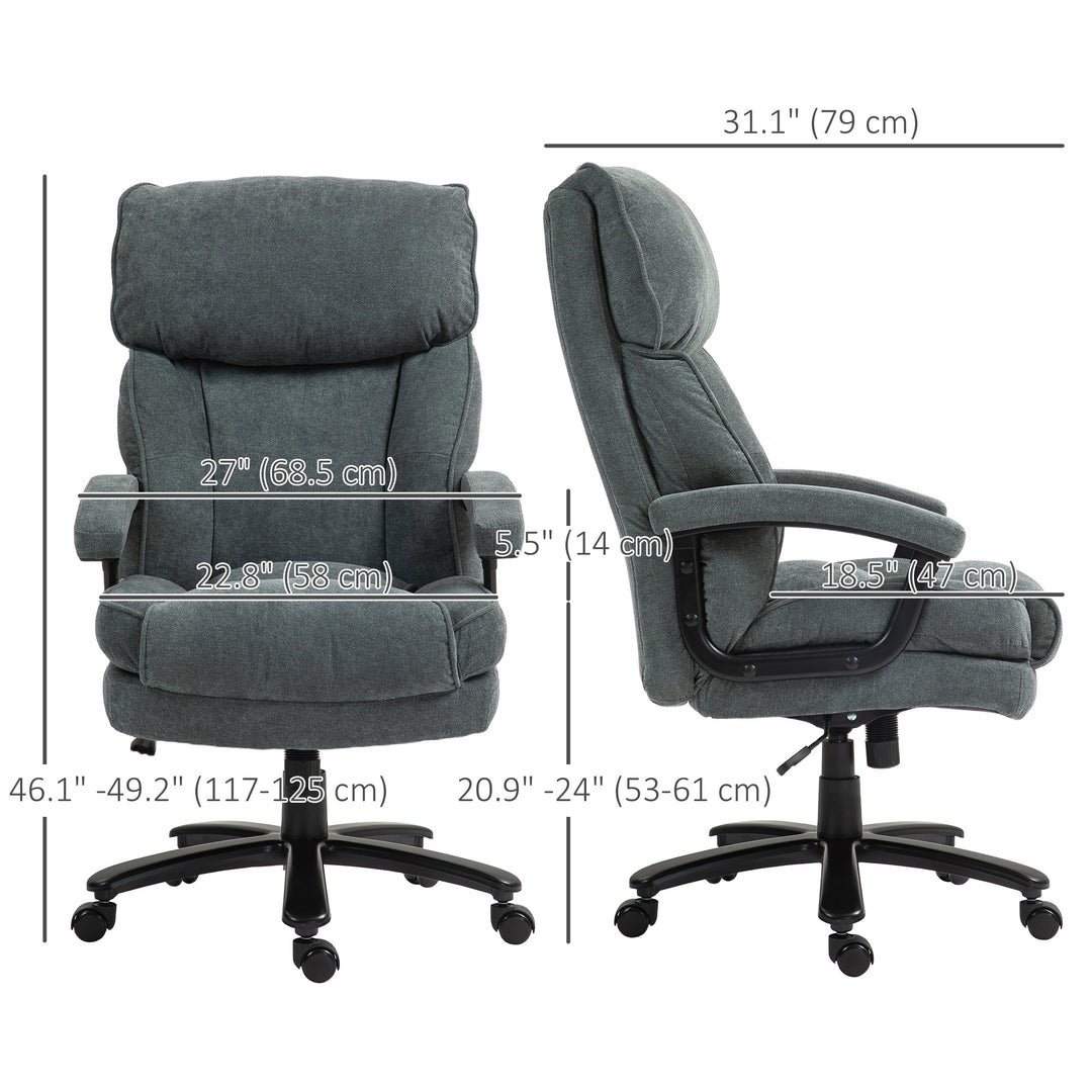 HOMCOM Big and Tall Executive Office Chair, Up to 450 lbs. Heavy Duty Desk Chair, Computer Chair for Heavy People, Grey