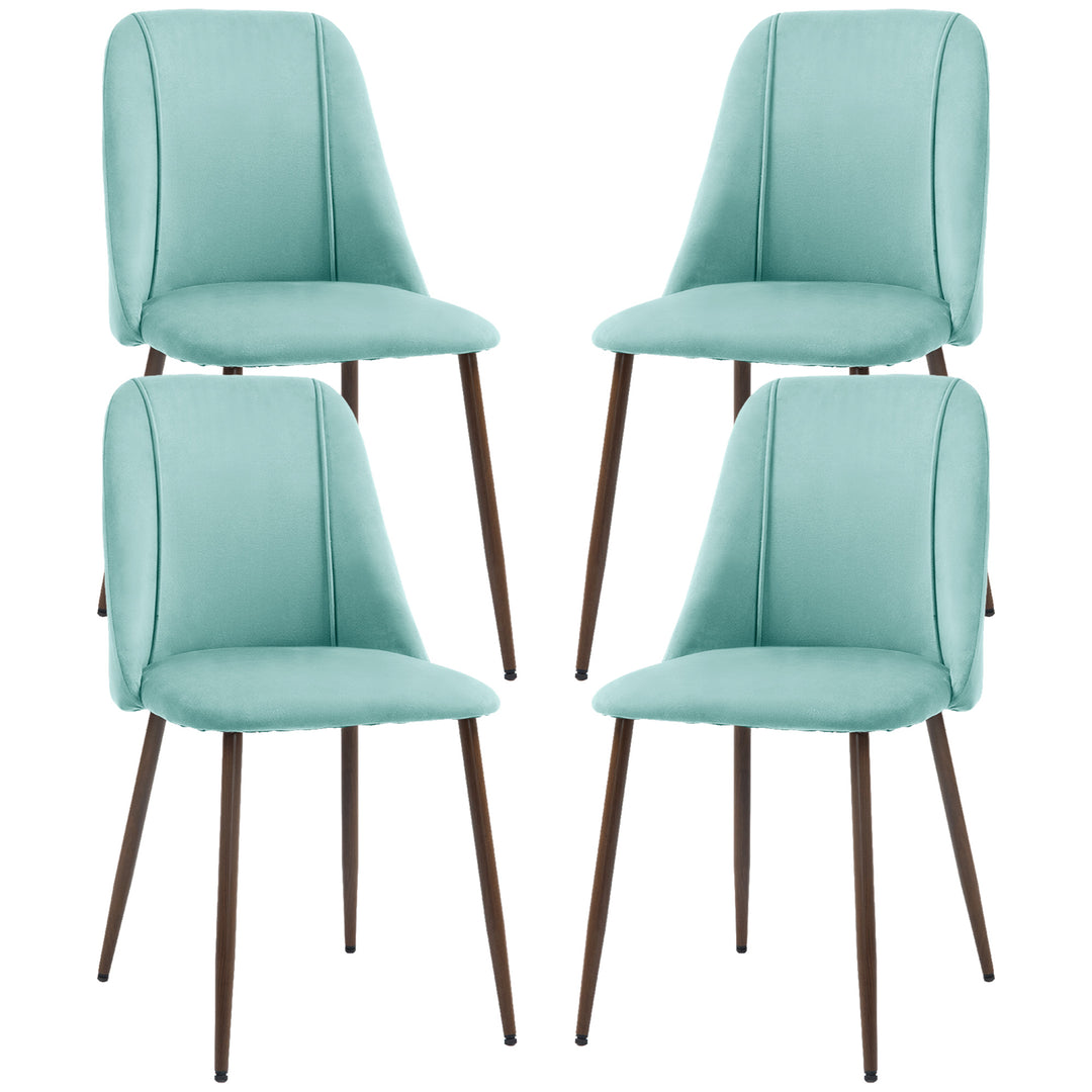 HOMCOM Upholstered Dining Chairs Set of 6, Velvet Accent Chair with Back and Wood-grain Steel Leg for Kitchen, Grey