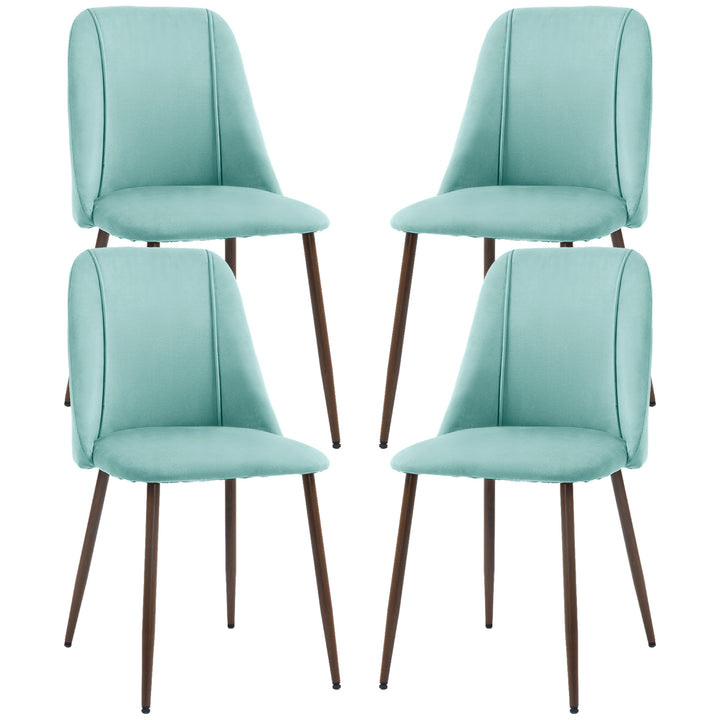 HOMCOM Upholstered Dining Chairs Set of 6, Velvet Accent Chair with Back and Wood-grain Steel Leg for Kitchen, Grey