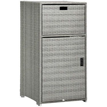 Outsunny Patio Storage Cabinet, Outdoor Towel Rack for Pool, Waterproof PE Rattan Wicker, Hot Tub Accessory, with Basket Drawer, Mixed Grey