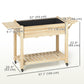 Outsunny Raised Garden Bed, Wood Planter Box with Lockable Wheels, Side Tables, Bottom Shelf, Bed Liner, Drain Holes, Natural