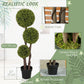 HOMCOM 3FT Potted Fake Plant, Artificial Boxwood Topiary Tree, Triple Ball Tree for Indoor and Outdoor, Green