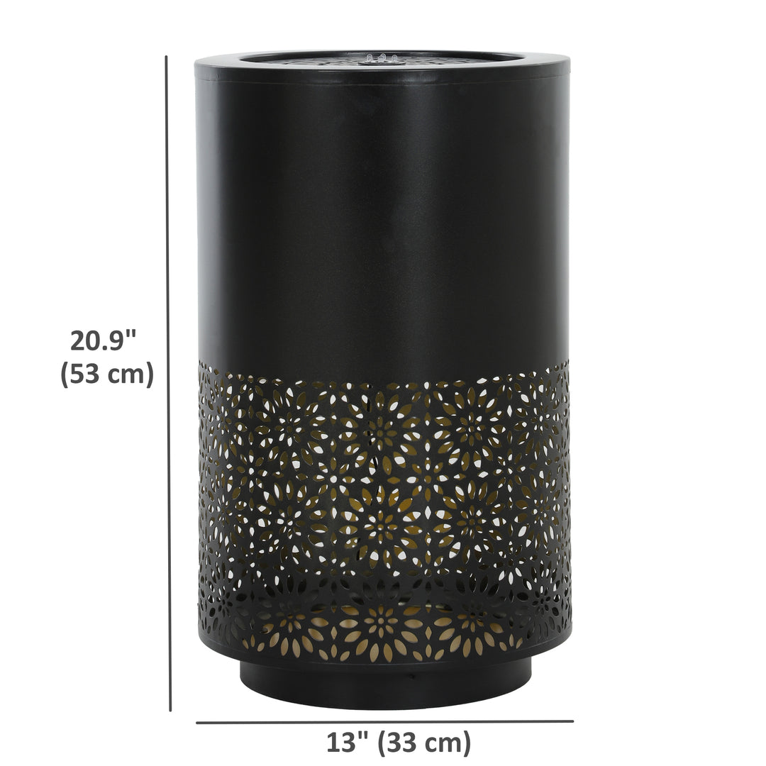 Outsunny 21" Tall Garden Waterfall Fountain with LED Lights, Outdoor Water Fountain Water Feature with Adjustable Flow, Black