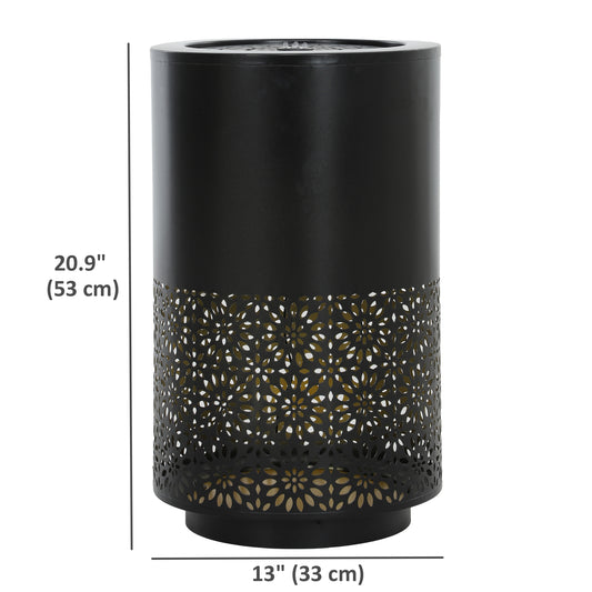 Outsunny 21" Tall Garden Waterfall Fountain with LED Lights, Outdoor Water Fountain Water Feature with Adjustable Flow, Black