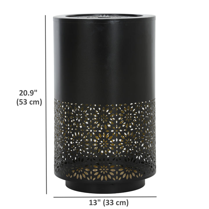 Outsunny 21" Tall Garden Waterfall Fountain with LED Lights, Outdoor Water Fountain Water Feature with Adjustable Flow, Black