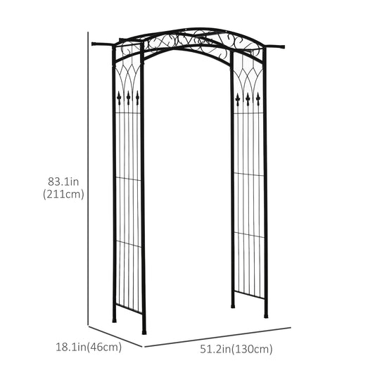 Outsunny 7Ft Outdoor Garden Arbor, Wedding Arch for Ceremony, Trellis with Scrollwork Design, Ideal for Climbing Vines and Plants, Black