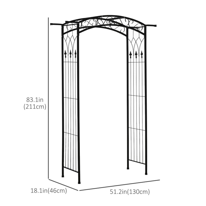 Outsunny 7Ft Outdoor Garden Arbor, Wedding Arch for Ceremony, Trellis with Scrollwork Design, Ideal for Climbing Vines and Plants, Black