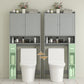 HOMCOM Modern Over the Toilet Storage Cabinet with 2 Doors, Above Commode Storage Cabinet with Toilet Paper Holder, Grey