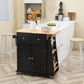 HOMCOM Rolling Kitchen Island Trolley Storage Cart with Rubber Wood Top, 3-Tier Spice Rack, Towel Rack Home Kitchen Carts, White