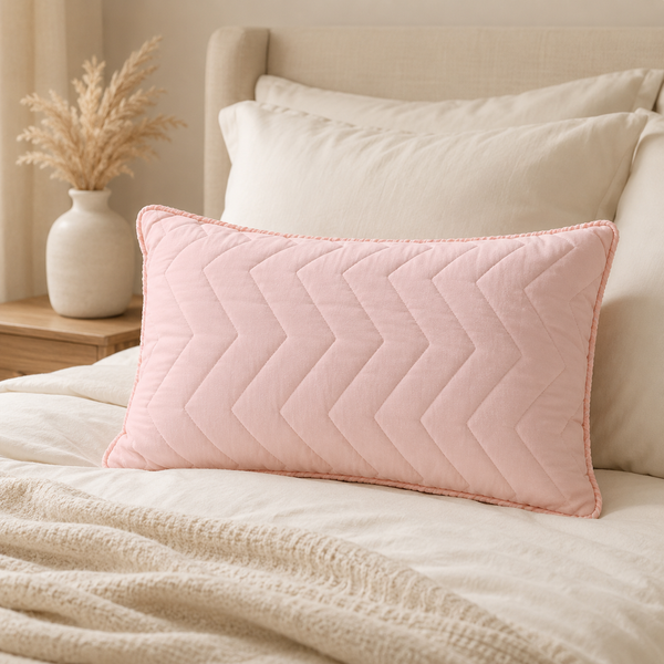 Aarniva Zigzag Quilted Pillow | 27 x 17 in | Soft Microfiber Fill | Plush & Supportive | Solid Colour Design | 1-Piece