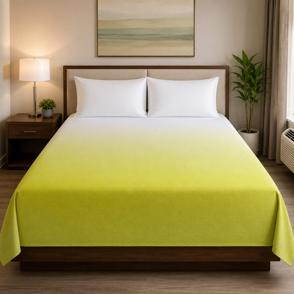 Aarniva Hotel Top Sheet Coverlet | Full XL/Queen/King | Soft & Lightweight | Ombre Lime | Hotel Collection