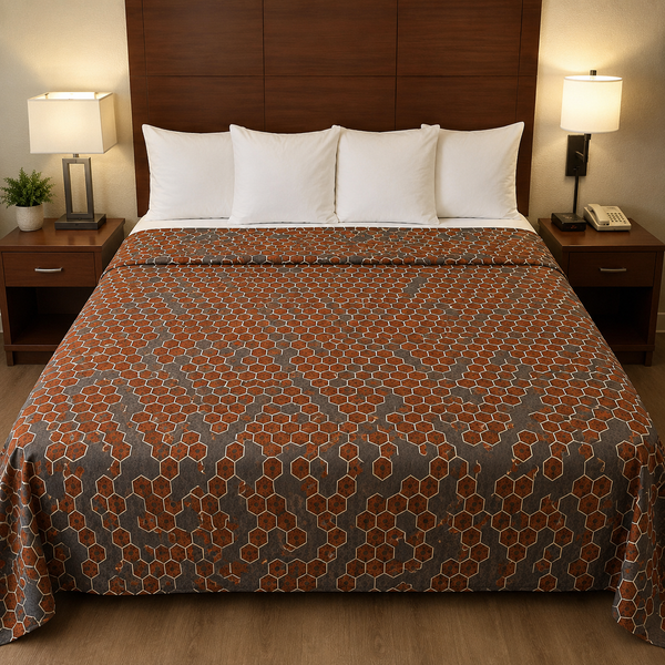Aarniva Hotel Top Sheet Coverlet | Full XL/Queen/King | Soft & Lightweight | Honeycomb Rust | Hotel Collection
