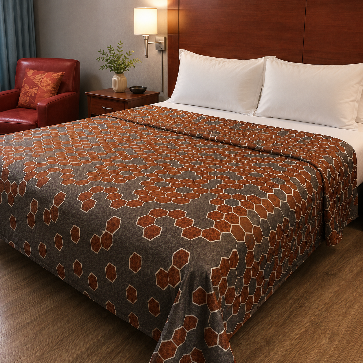 Aarniva Hotel Top Sheet Coverlet | Full XL/Queen/King | Soft & Lightweight | Honeycomb Rust | Hotel Collection