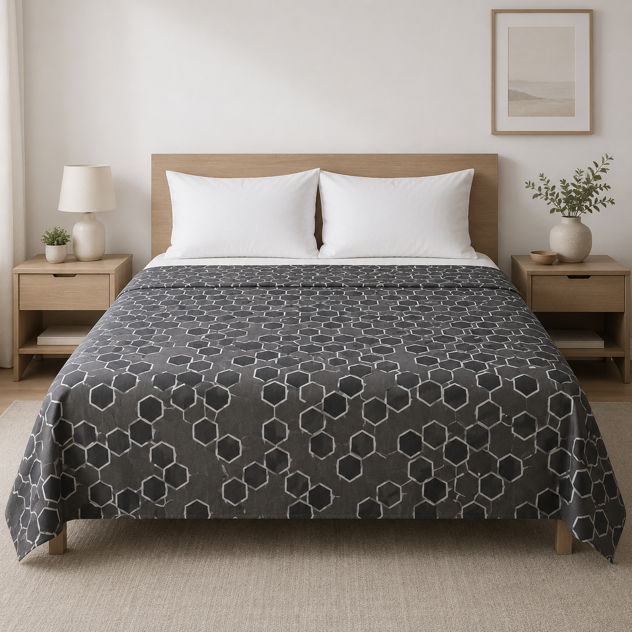 Aarniva Hotel Top Sheet Coverlet | Full XL/Queen/King | Soft & Lightweight | Honeycomb Charcoal | Hotel Collection