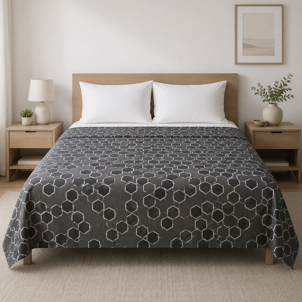 Aarniva Hotel Top Sheet Coverlet | Full XL/Queen/King | Soft & Lightweight | Honeycomb Charcoal | Hotel Collection