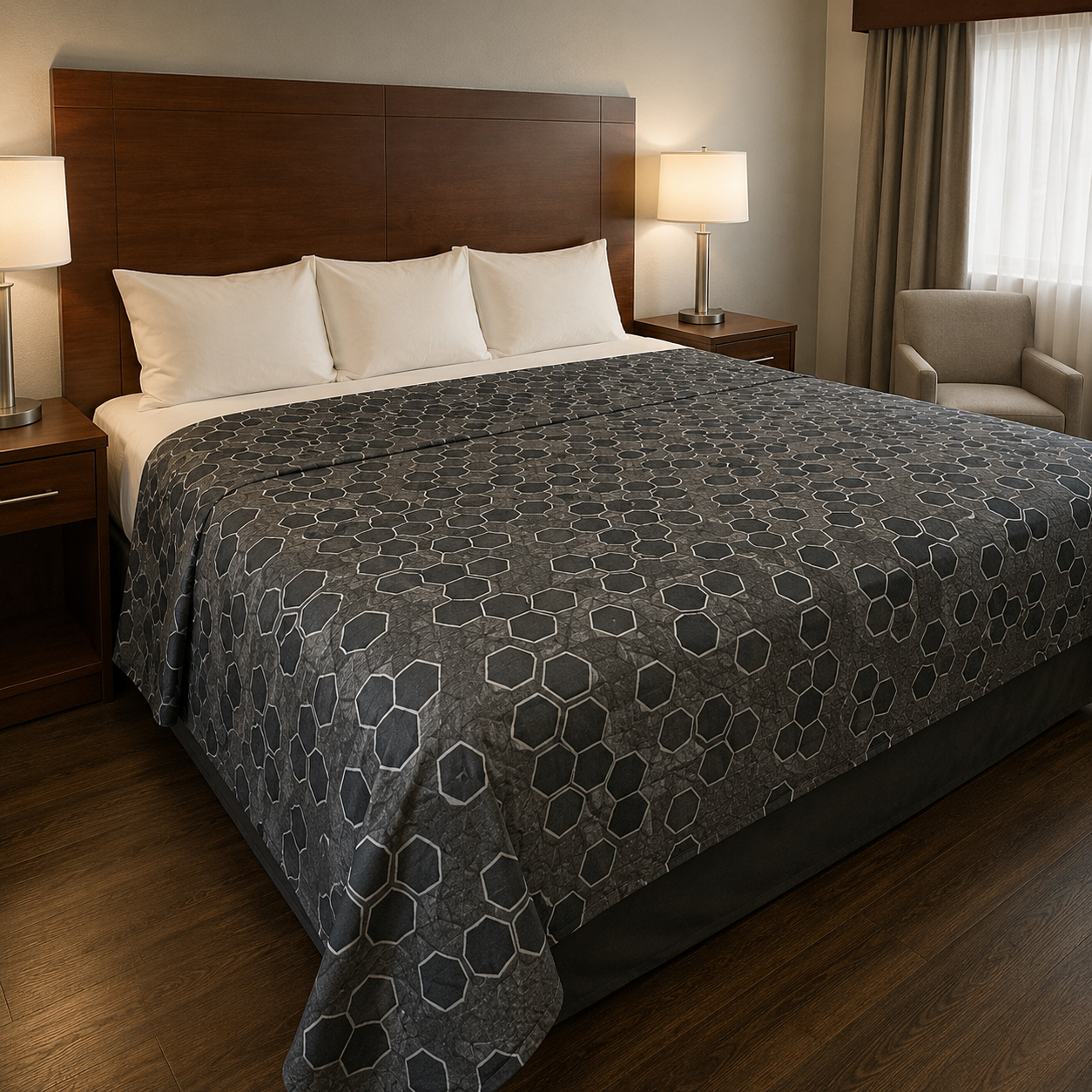 Aarniva Hotel Top Sheet Coverlet | Full XL/Queen/King | Soft & Lightweight | Honeycomb Charcoal | Hotel Collection