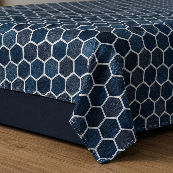 Aarniva Hotel Top Sheet Coverlet | Full XL/Queen/King | Soft & Lightweight | Honeycomb Navy | Hotel Collection