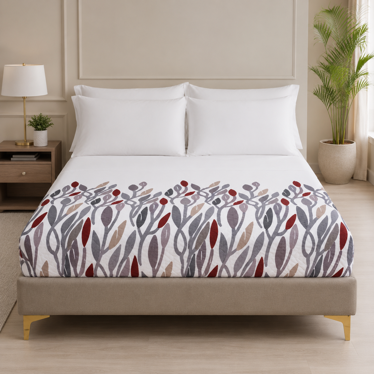 Aarniva Hotel Top Sheet Coverlet | Full XL/Queen/King | Soft & Lightweight | Autumn Leaves | Hotel Collection