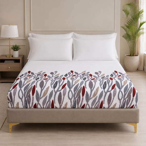 Aarniva Hotel Top Sheet Coverlet | Full XL/Queen/King | Soft & Lightweight | Autumn Leaves | Hotel Collection