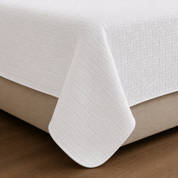 Aarniva Hotel Top Sheet Coverlet | Full XL/Queen/King | Soft & Lightweight | White Basketweave | Hotel Collection