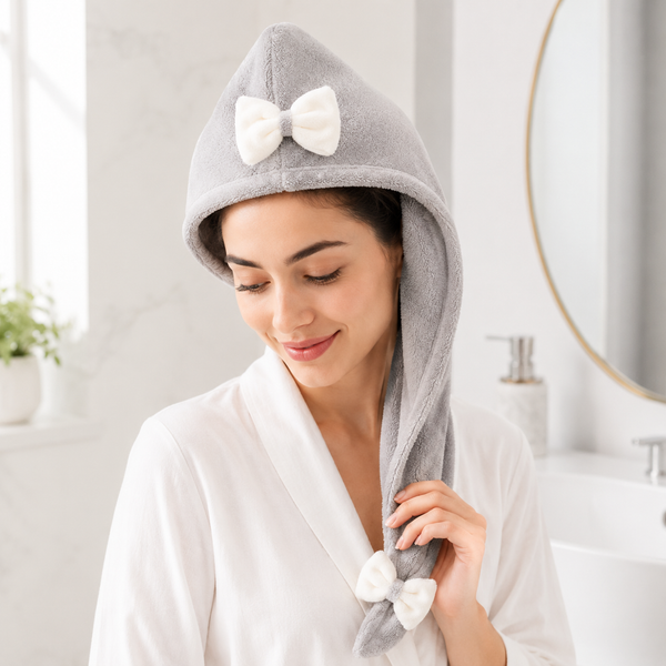 Aarniva Microfiber Hair-Drying Towel | Super Absorbent & Quick-Drying | Double-Layer Bow Design