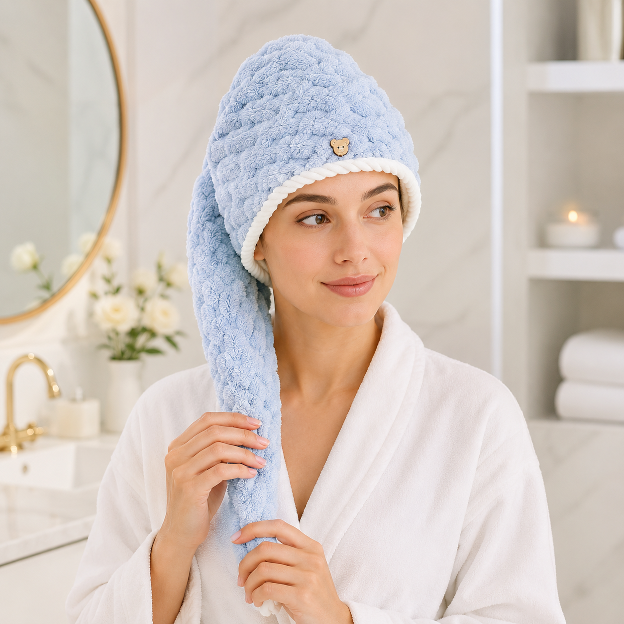 Aarniva Double-Sided Microfiber Hair-Drying Wrap | Soft & Quick-Drying | Plush Textured Design