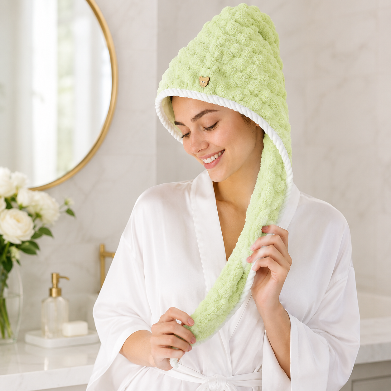 Aarniva Double-Sided Microfiber Hair-Drying Wrap | Soft & Quick-Drying | Plush Textured Design