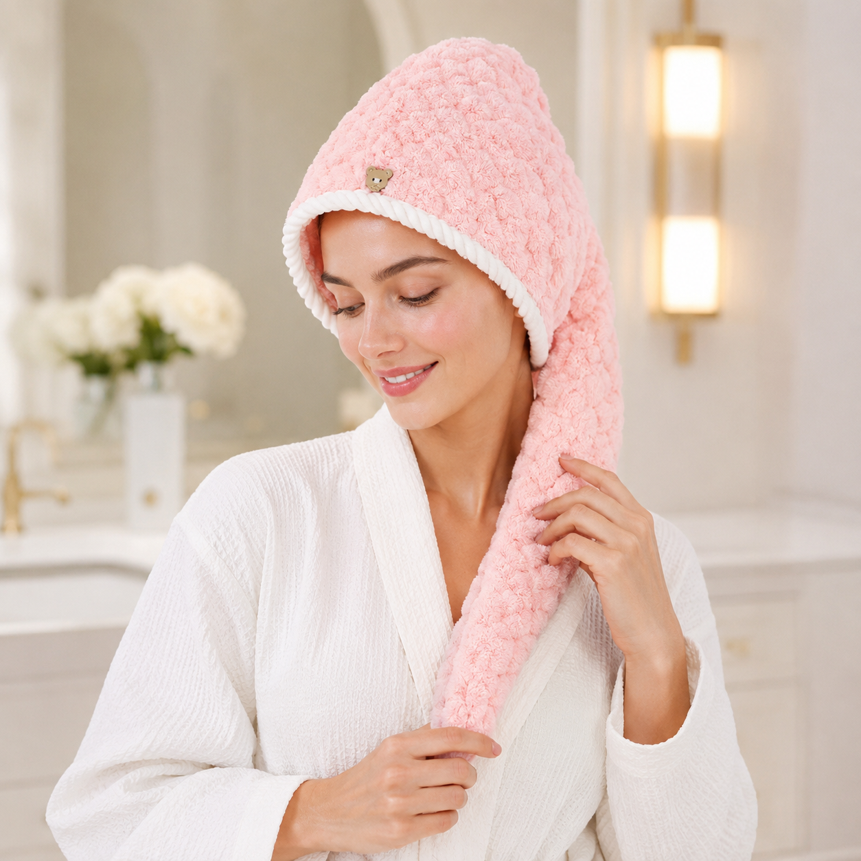 Aarniva Double-Sided Microfiber Hair-Drying Wrap | Soft & Quick-Drying | Plush Textured Design