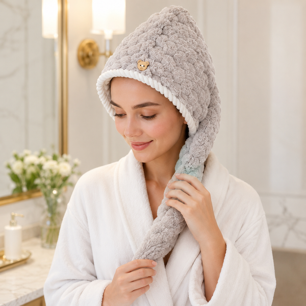 Aarniva Double-Sided Microfiber Hair-Drying Wrap | Soft & Quick-Drying | Plush Textured Design