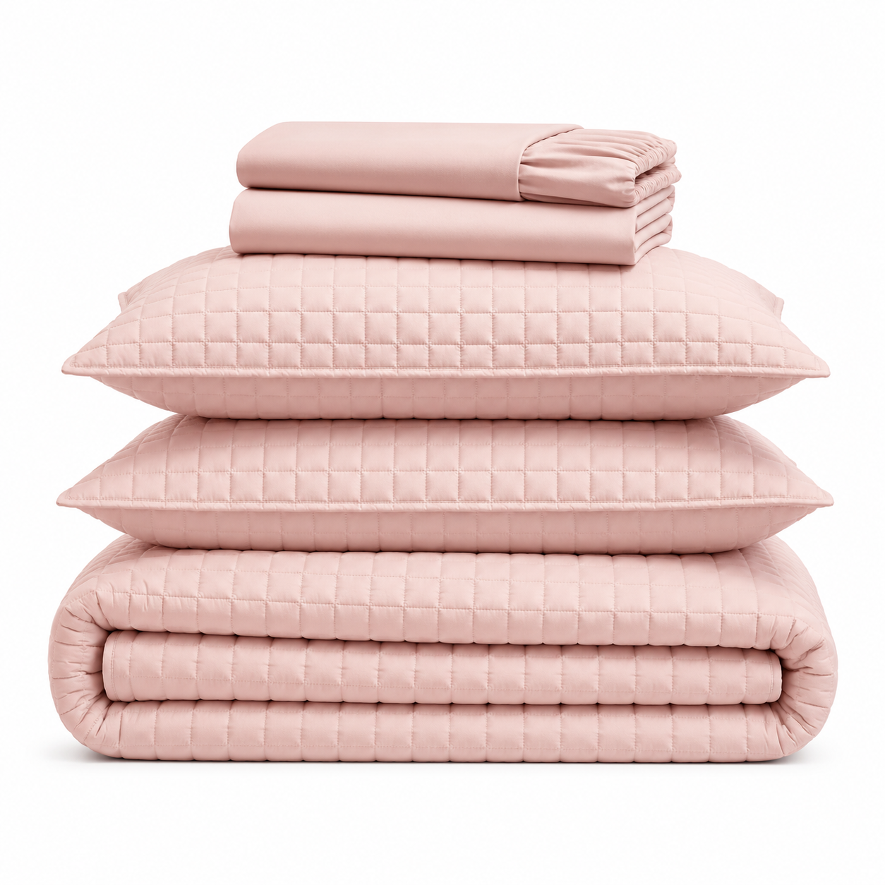 Aarniva Quilted Bedding Set | King/Queen | Soft & Lightweight | Blush Pink | 4-Piece Set