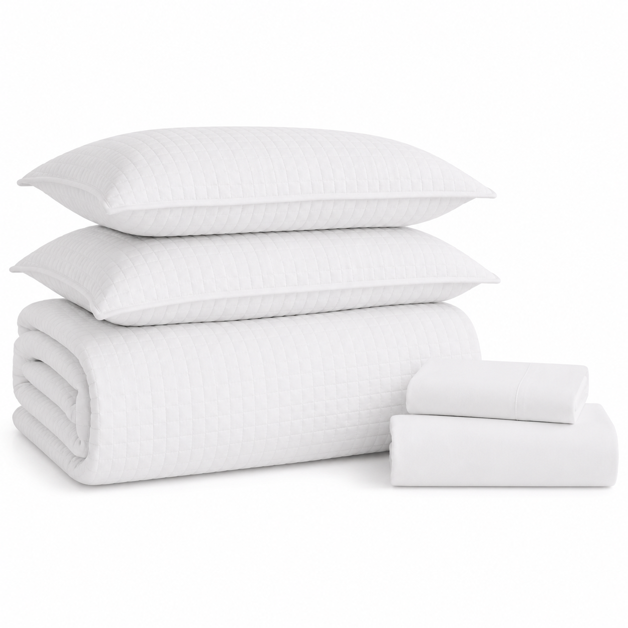 Aarniva Quilted Bedding Set | King/Queen | Soft & Lightweight | Classic White | 4-Piece Set