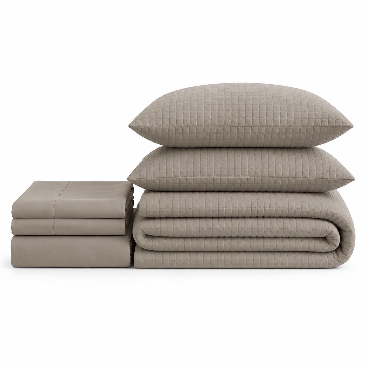 Aarniva Quilted Bedding Set | King/Queen | Soft & Lightweight | Stone Taupe | 4-Piece Set