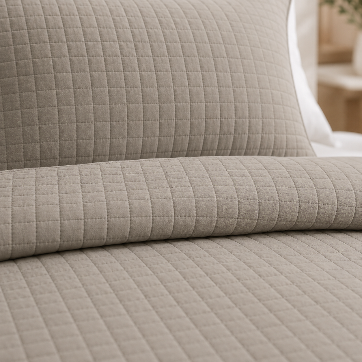 Aarniva Quilted Bedding Set | King/Queen | Soft & Lightweight | Stone Taupe | 4-Piece Set