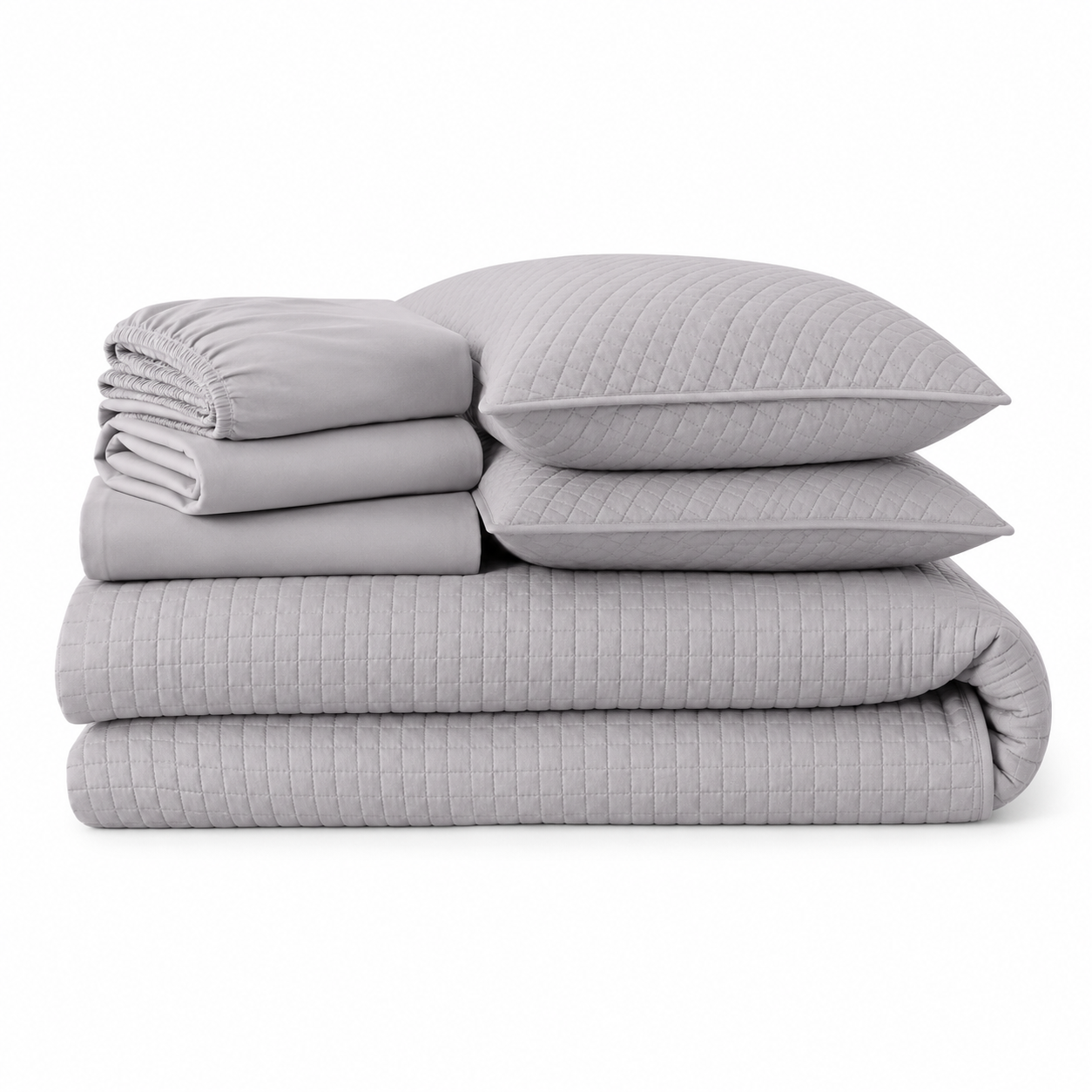 Aarniva Quilted Bedding Set | King/Queen | Soft & Lightweight | Cool Grey | 4-Piece Set