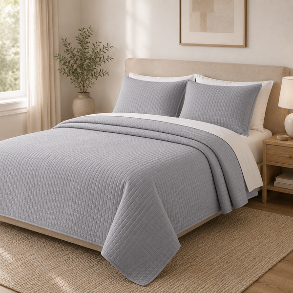 Aarniva Quilted Bedding | King/Queen | Soft & Lightweight | Cool Grey | 1-Piece Set
