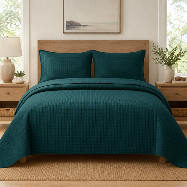 Aarniva Quilted Bedding | Queen | Soft & Lightweight | Deep Teal | 1-Piece Set