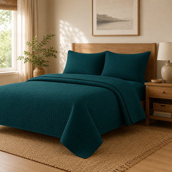 Aarniva Quilted Bedding | Queen | Soft & Lightweight | Deep Teal | 1-Piece Set