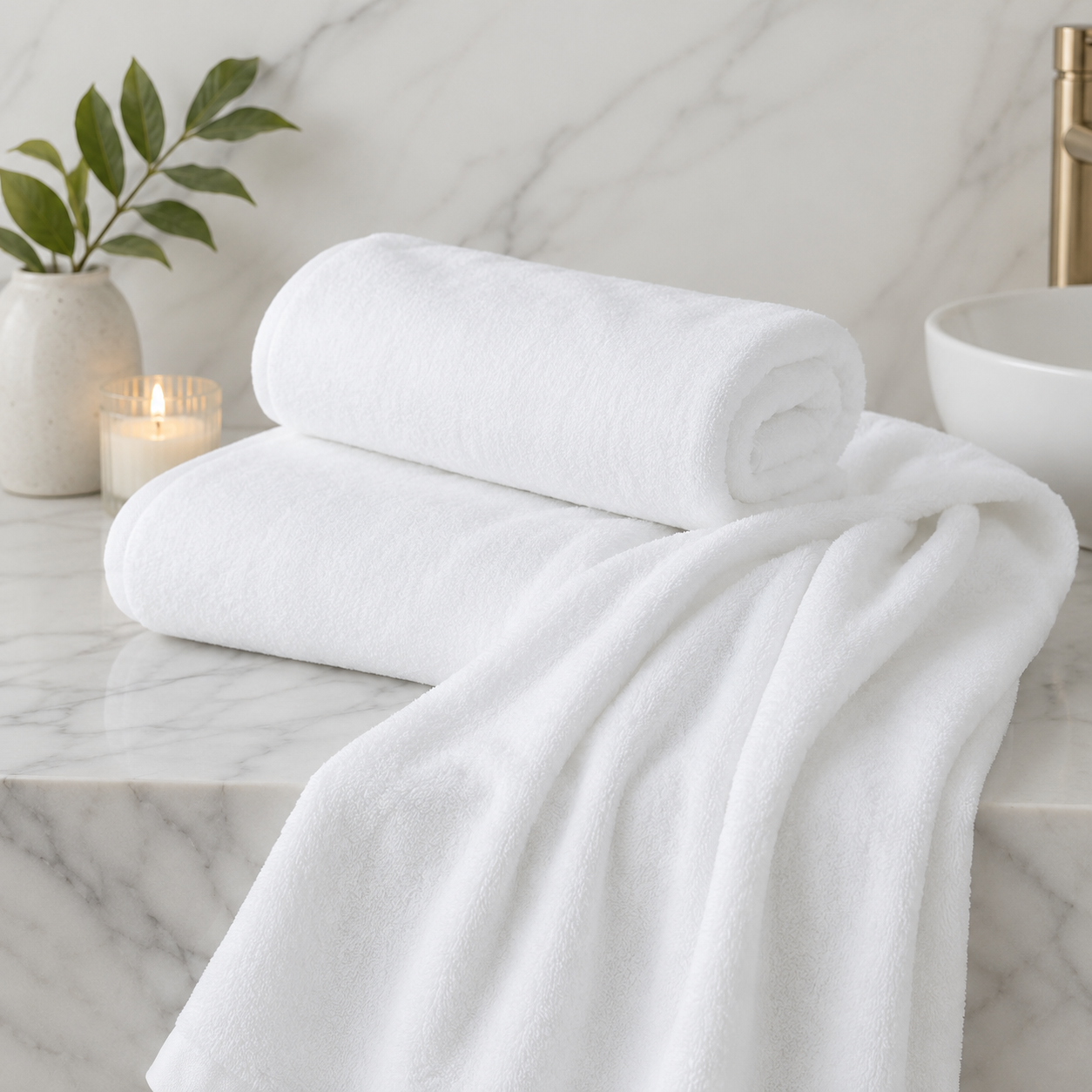 Aarniva Cotton Hotel Bath Towels | Ultra-Soft & Highly Absorbent |  90 × 180 cm |Classic White