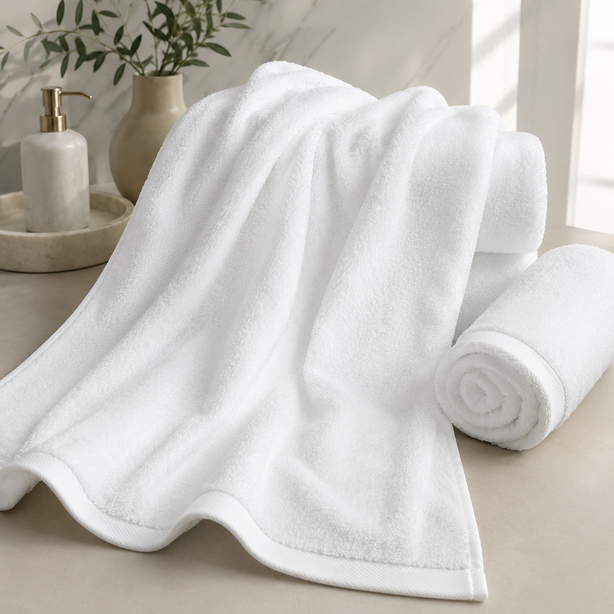 Aarniva Cotton Hotel Bath Towels | Ultra-Soft & Highly Absorbent |  90 × 180 cm |Classic White