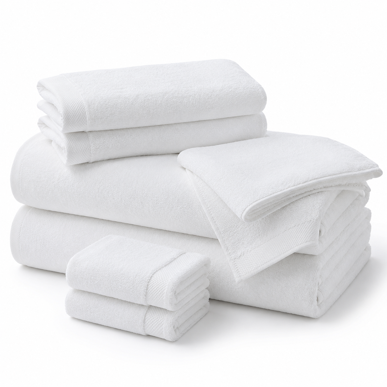 Aarniva Cotton Hotel Towel Set | Bath, Hand & Face Towels | Soft & Highly Absorbent | Classic White | 6/12-Piece Set