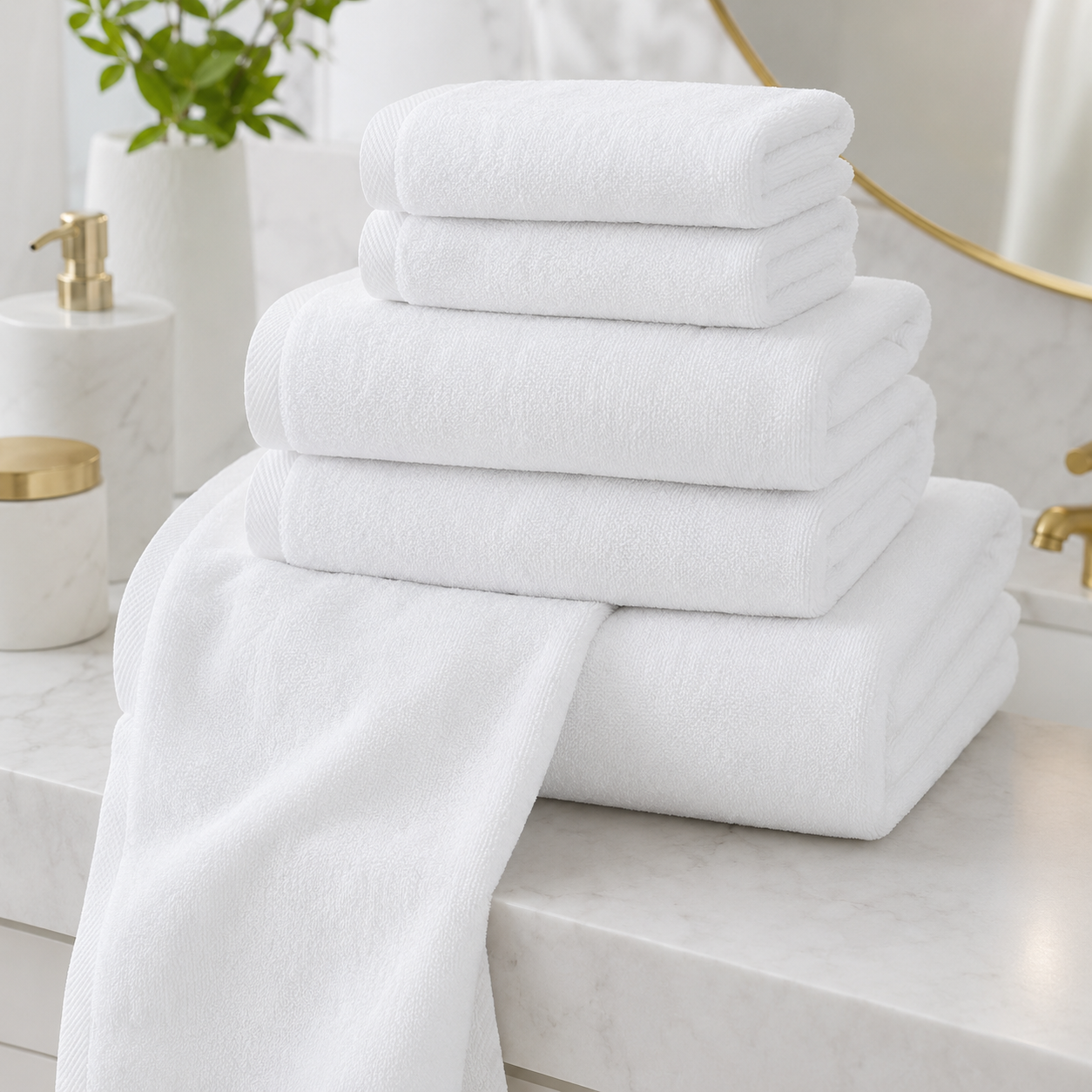 Aarniva Cotton Hotel Towel Set | Bath, Hand & Face Towels | Soft & Highly Absorbent | Classic White | 6/12-Piece Set