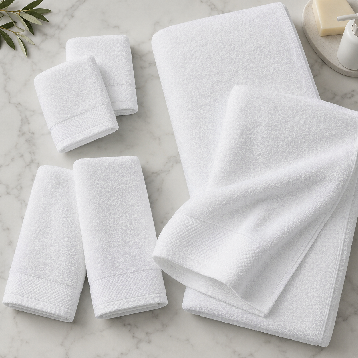 Aarniva Cotton Hotel Towel Set | Bath, Hand & Face Towels | Soft & Highly Absorbent | Classic White | 6/12-Piece Set