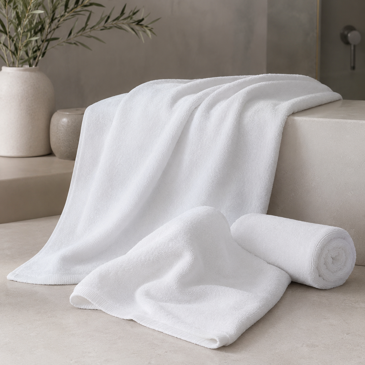 Aarniva Jacquard Cotton Hand Towel | Soft & Absorbent | 35 × 75 cm | Classic White