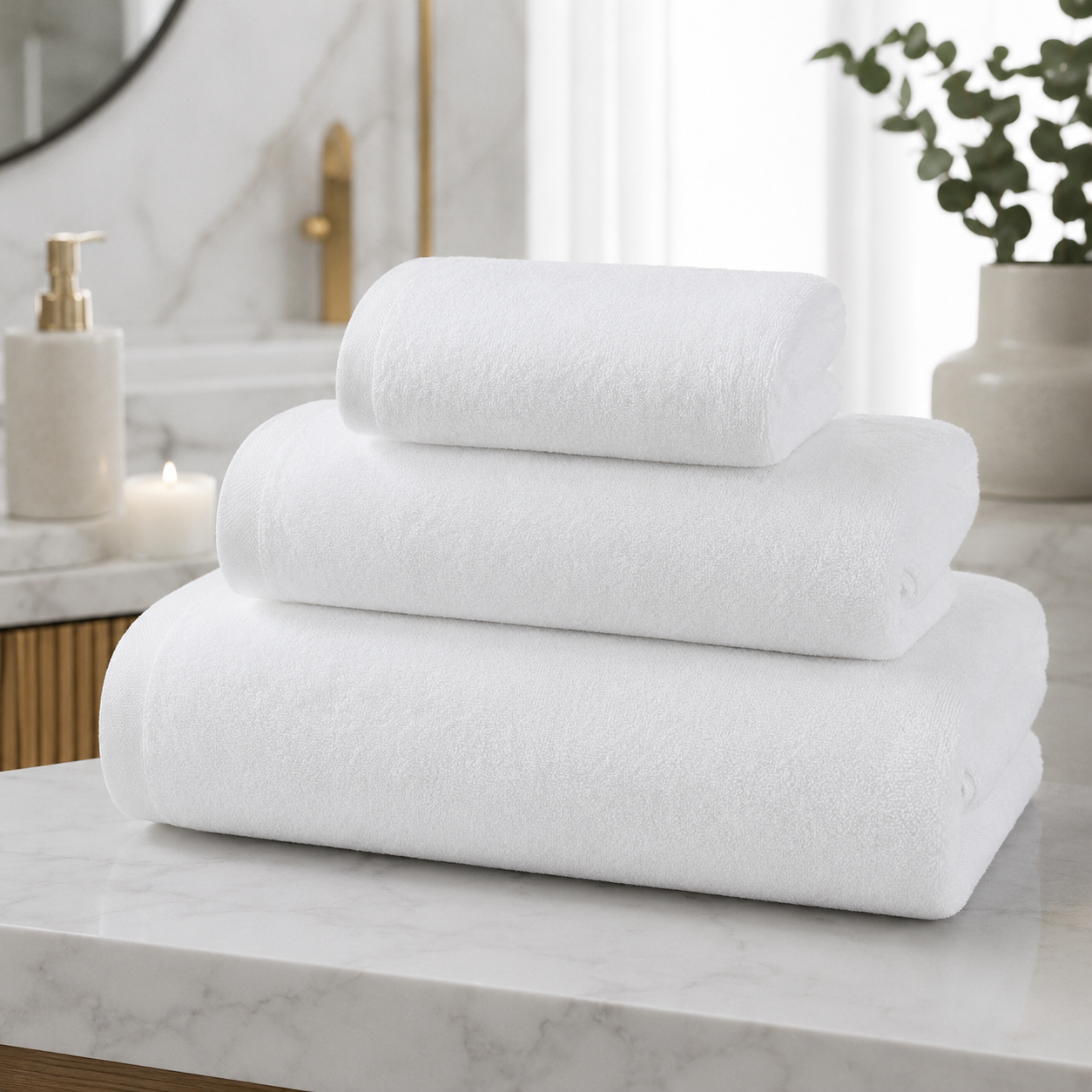Aarniva Jacquard Cotton Hand Towel | Soft & Absorbent | 35 × 75 cm | Classic White