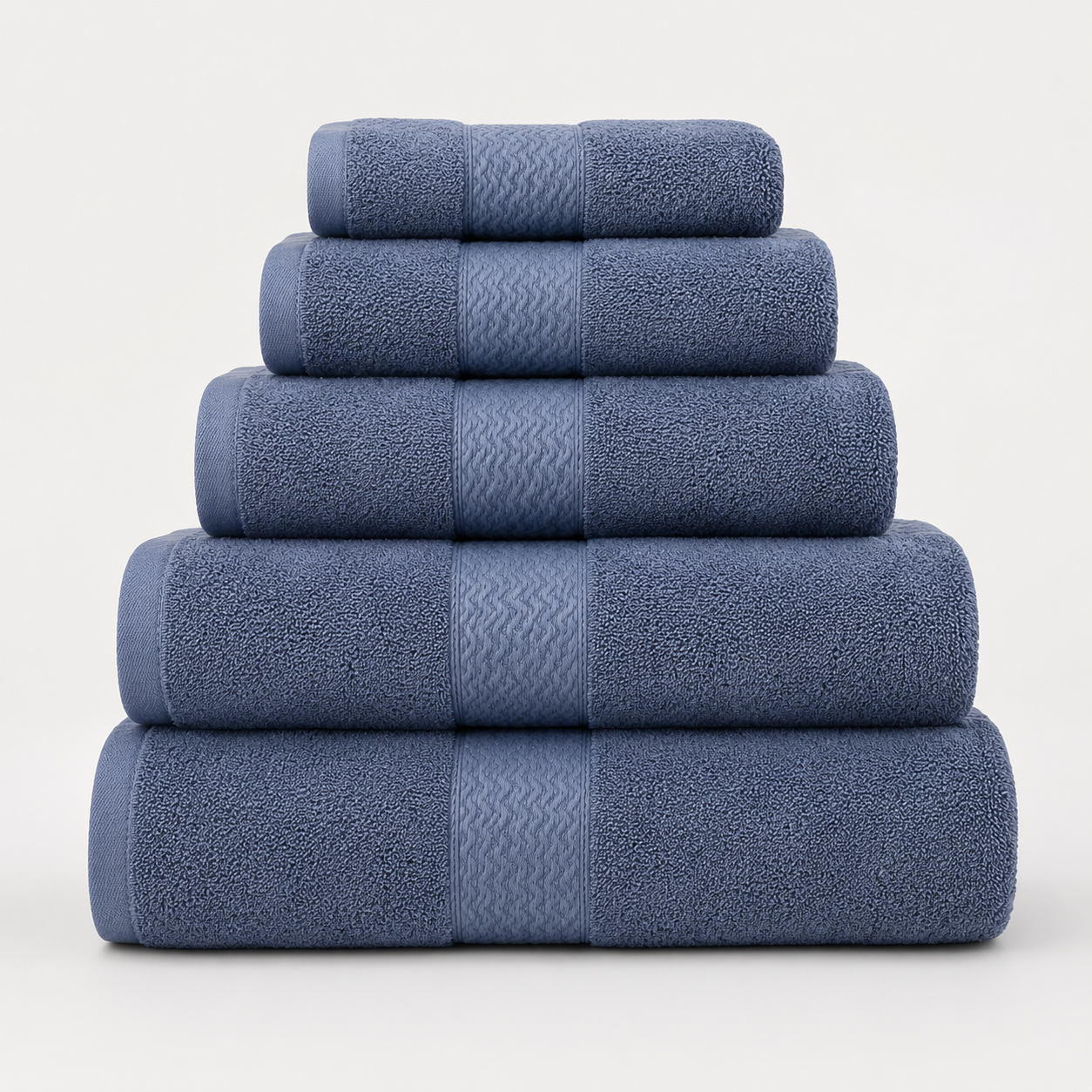 Aarniva Cotton Jacquard Towel Set | 400–600 GSM | Soft, Thick & Absorbent | Multi-Size | 5-Piece Set