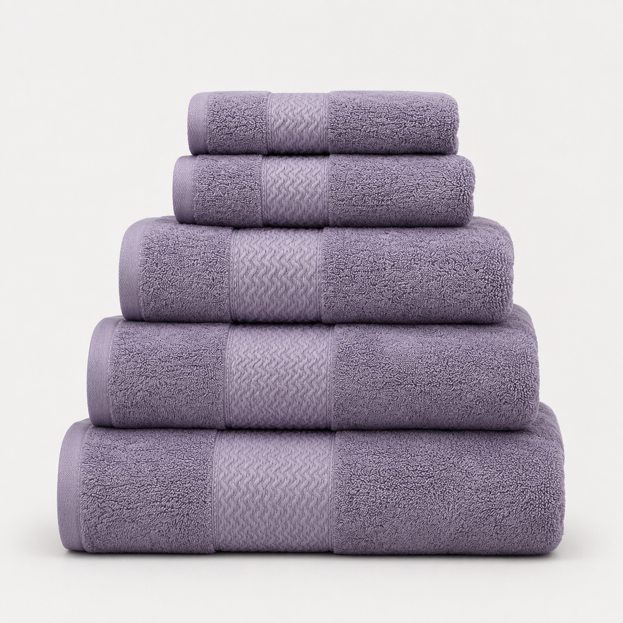 Aarniva Cotton Jacquard Towel Set | 400–600 GSM | Soft, Thick & Absorbent | Multi-Size | 5-Piece Set