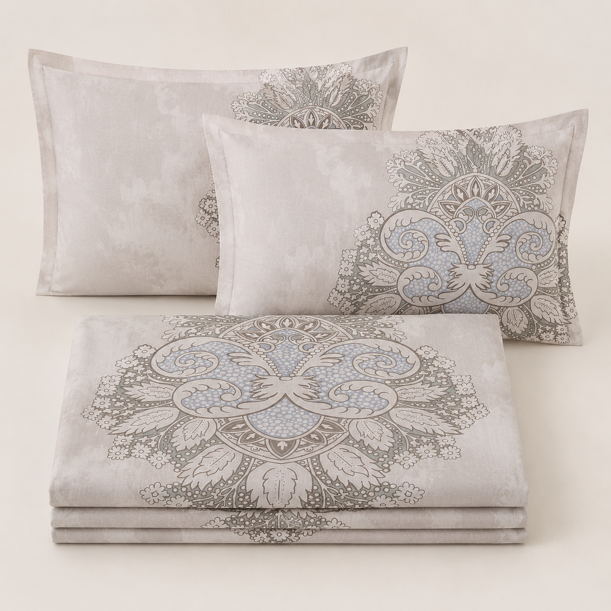 Aarniva 100% Cotton Bedsheet Set | King/Queen | Soft & Breathable | Classic Mandala | 4-Piece Set