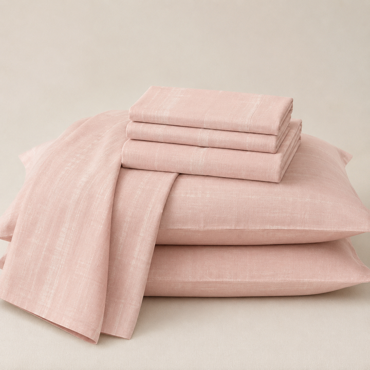 Aarniva 100% Cotton Bedsheet Set | King/Queen | Soft & Breathable | Blush Cotton | 4-Piece Set
