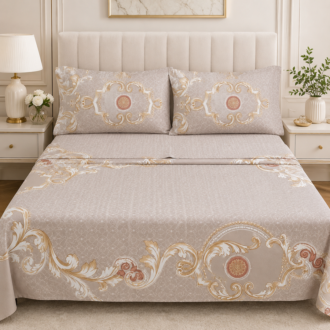 Aarniva 100% Cotton Bedsheet Set | King/Queen | Soft & Breathable | [Design Name] | 4-Piece Set