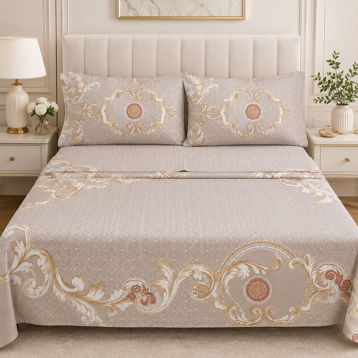 Aarniva 100% Cotton Bedsheet Set | King/Queen | Soft & Breathable | [Design Name] | 4-Piece Set